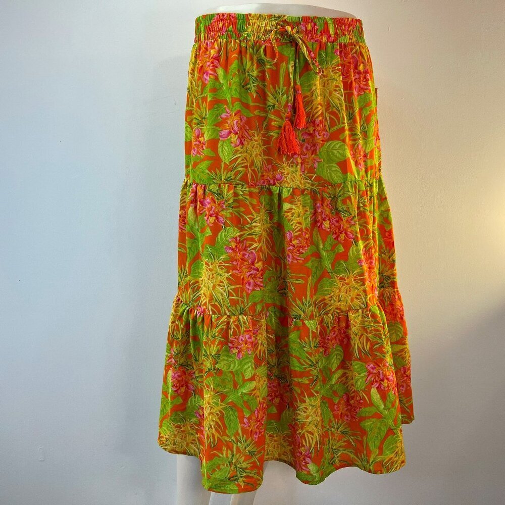 Rose + Olive Women's Colorful Lightweight Midi Skirt - Size Medium - NWT